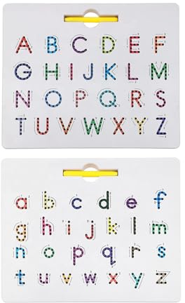 Lavagna magnetica con lettere su entrambi i lati, per giochi di apprendimento 2 in 1, in ABS da 12,2 pollici, tappetino per tablet con perline magnetiche, giocattolo per esercitarsi a scrivere a
