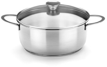 BRA Braisogona_A390355 Ancora - Cacerola, 24 cm, Acero Inoxidable 18/10, con Tapa de Cristal