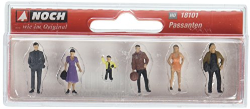 NOCH H0 Figuren Passanten, handbemalte Modellfiguren aus Kunststoff, für Spur H0 bestens geeignet