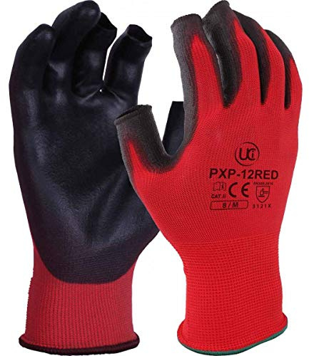 UCI PCN-12 RED Colour Coded Partially Fingerless Site Safety Work Gloves (9 / Large)