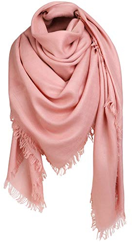 Superora Damen Halstuch Schultertuch Schal Scarf Stola Quadratischer Deckenschal mit Fransen 140 * 140cm
