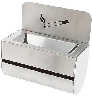 Danieli - Posacenere da Esterno da Parete in Acciaio Inox 19x10x11 cm - Posacenere da Esterno a Muro Facile da Svuotare, Piccolo e Compatto