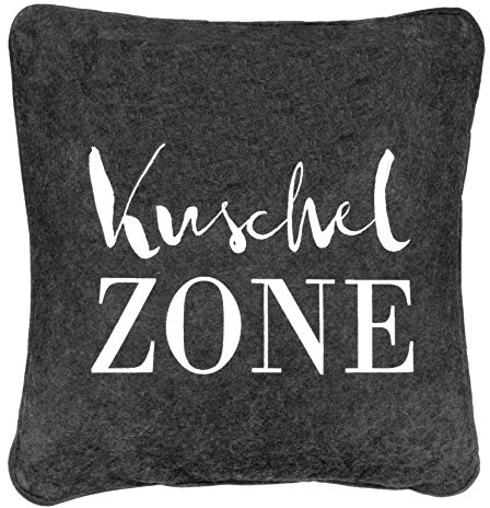Brandsseller Filzkissen ca. 38 x 38 cm Kuschelzone Dekokissen mit Aufdruck Anthrazit