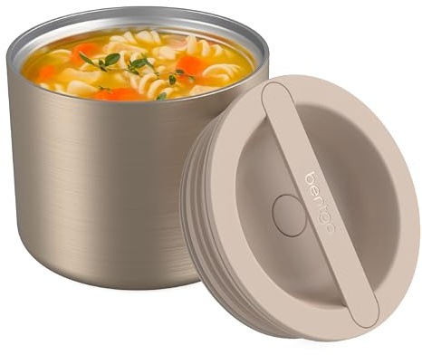Bentgo Stainless Insulated Food Container - 2.4 Cups (19 oz), Triple-Layer Insulation, Vacuum Seal, Leak-Proof, Built-In Handle, Wide Opening, Premium Stainless Steel, for Cool/Warm Foods (Gold)