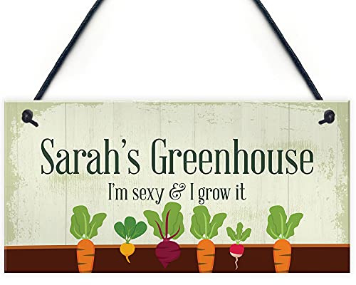 RED OCEAN Personalised Greenhouse Sign Shed Plaque Outdoor Sign Funny Garden Sign
