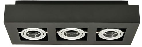 EDO LED Deckenstrahler GU10 3-flammig OSMIN Schwarz - Schwenkbarer Aufbau-Spot aus Aluminium für den Innenbereich - Ohne Leuchtmittel - Ideal für Wohnraumbeleuchtung