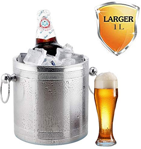 Ishink,Champagnehink Iskylare i rostfritt stål med lyxig kromplatta Premium stor dekorativ vinflaska klar fest