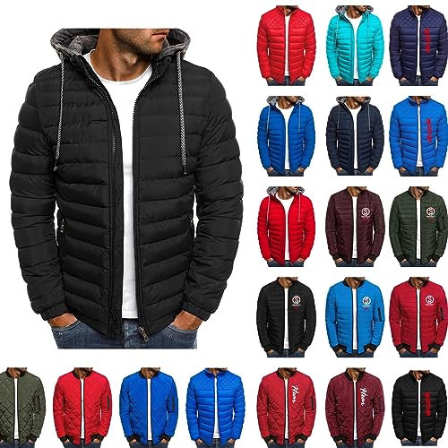Doudoune Blouson Homme Hiver Chaud Manteau épais Veste Moto épaissir Chaud Slim Manteau à Capuche Hiver Veste Matelassée Zipper Basique Jacket Couleur Unie Bon Marché avec Cordon