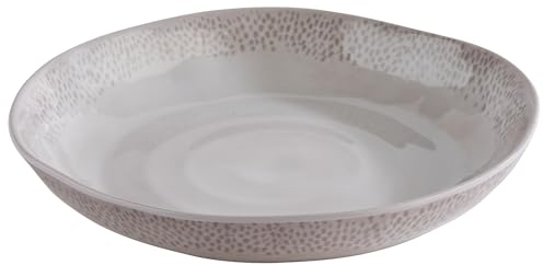 APS 85322 Bol/plato FOOTMARK, plato hondo, Ø 24 cm, altura 4 cm, melamina, decorado, blanco-gris