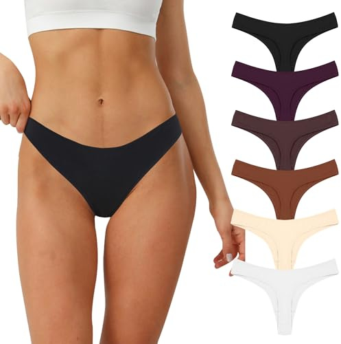 Lakpoau Perizoma Tanga Donna 6 Pezzi Mutande Donna Cotone Slip Tangas Brasiliana String Mutandine a Vita Bassa Thong Underwear Panties Thongs MU3-S-6