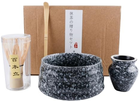 4 juegos de té matcha, escoba matcha, juego de té matcha, cuenco para matcha, whisky matcha, pala, soporte para batidora matcha, soporte para batidor matcha (blanco y negro)
