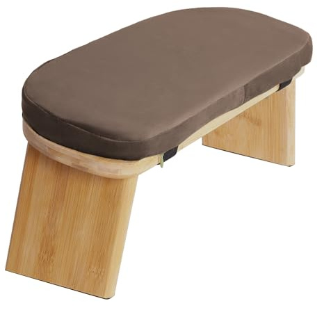 BAOCHADA Panca da meditazione – Panca da meditazione pieghevole ergonomica in bambù con comodo cuscino, sedia da meditazione portatile per meditazione ideale per la consapevolezza Zen pratica (caffè)
