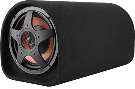 Ausla 12v Bil Aktiv Subwoofer 200w Bilbashögtalare 12v Bil Woofer Rund Fat Läder Abs Design med Brus Eliminering Kortslutning för Förbättrad Bas o Upplevelse
