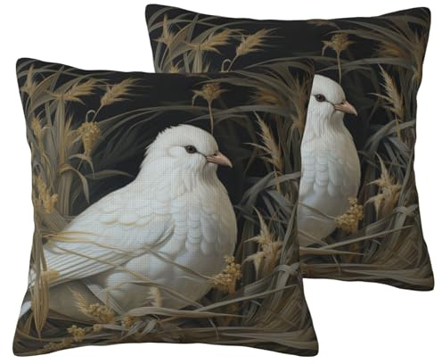 XTYGETY Funda de cojín con estampado de hierba y paloma para decoración de exteriores, funda de cojín para sofá del hogar