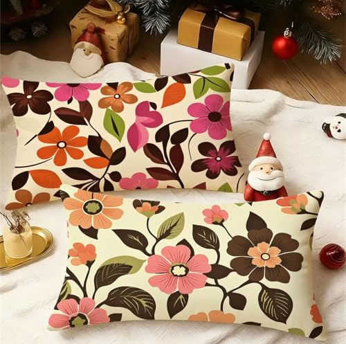 Cuscini per Divano Floreale Cuscini da Esterno Set di 2 Velluto Copricuscini 50x70 cm Cuscino Grande con Cerniera Invisibile Cuscino per Cortile Giardino Balcone Autunno Decorativi, Pianta 3m-643