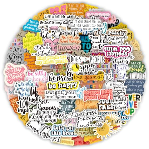 BAUCH 100 Adesivi Motivazionali con Frasi, Impermeabili Vinile per Scrapbook, Laptop & Journaling, Decorazioni per Adolescenti & Adulti