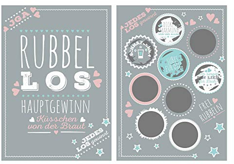 Frau WunderVoll® 10 JGA RUBBELLOSE 10,5 x 14,8 cm/Lose, Hochzeitsspiel, Rubbelkarte Hochzeit, JGA, Junggesellenabschied, Mädelsabend, Braut, Jungesellenabschied Accessoires