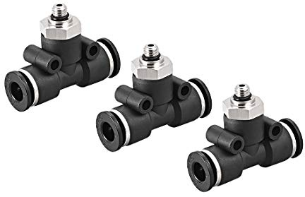 sourcing map Plastique T Pousser pour Connecter Tuyau Raccords 6mm Tuyau OD X M5 Mâle Filetage Bloc Poussoir 3pcs