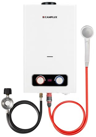 CAMPLUX 2.64 GPM Tankless Propane Water Heater, Portable Water Heater Outdoor with Overheating Protection, for Camping, Cabins, Barns, Easy Installation, 68,000 BTU, BD264