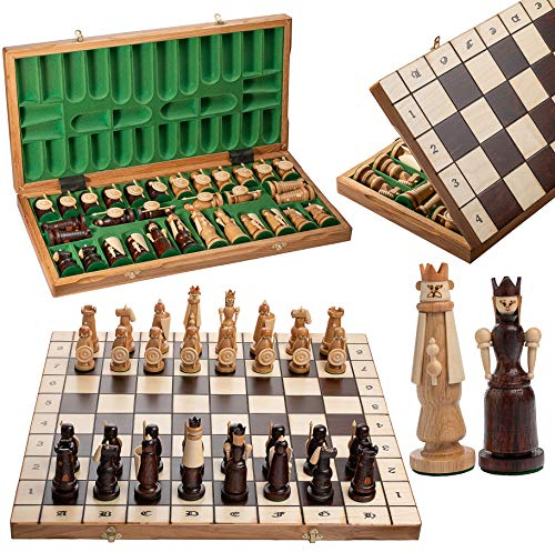 Master of Chess Luxury MAGNATE 56 cm Extra Large Wooden Chess Set Extraordinary Medieval Chess Pieces for Kids and for Adults