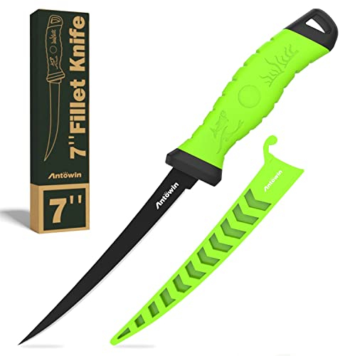 Coltello per Sfilettare, Bordo Disossare Pesce e Carne, Coltello da Pesce Professionale in Acciaio Inossidabile al Carbonio Super Affilato (17.8cm)