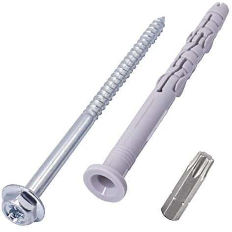 SKIR'CO Confezione da 4 pezzi di ancoraggio universale per telaio 10 x 140 mm, tappo per telaio con vite, con rondella pressata, tasselli in plastica (4, 10 x 140 mm)