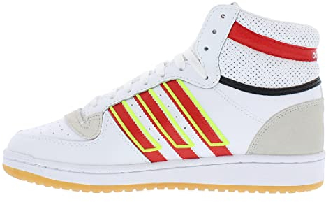 adidas Originals Men's Top Ten Hi Basketball Shoes, White/Vivid Red/Yellow, 10.5