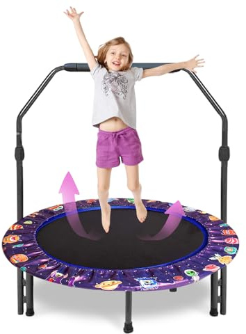 Mini Trampolín para niños de 91 cm para Interiores y Exteriores con asa Ajustable y Cubierta Acolchada de Seguridad,Plegable para Que los niños Pequeños Jueguen y Hagan Ejercicio