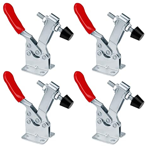 Xinlon 4 Piezas Mordaza de Presión, Abrazadera de Palanca Ajustable, Sargentos para Carpintería, Soldadura y Madera, Fácil Operación, Duraderos (Plata)