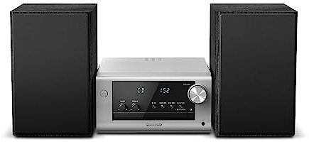 Panasonic SC-PM700EG-S Neat Micro Hi-Fi Sistema Estéreo Compacto con CD, FM Radio, USB y Bluetooth, Altavoces de 80 W, Control De Graves, Plateado