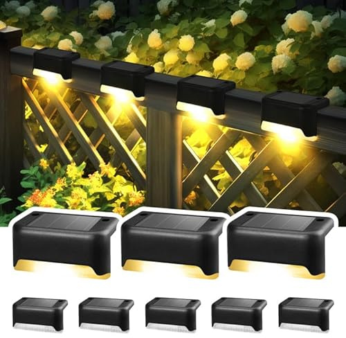 Solpex Solarleuchten für außen, 8 Stück Schwarz Solarleuchte Garten, Treppenlicht, wasserdicht, LED Beleuchtung für Außentreppe, Stufen, Zaun, Hof, Terrasse, Dachrinne, Weg, Dekoration, (Warmweiß)