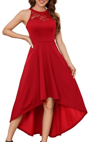 Bbonlinedress Vestido de Noche Cóctel Mujer Swing Vintage para Baile Guinguette Fiesta Guinguette Disfraz Boda Invitada, Rojo-2, S