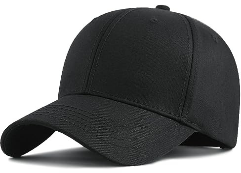 Oversize XXL Baseball Cap Cotton Big Head Hats Solid Color Large Head Hats Plus Size Hat Adjustable 23-25.5 Black