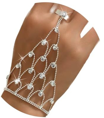 Clataly kristallring armband brud bröllop armring handkedja silver fingerring länk armband sele kedja handsmycken för kvinnor flickor