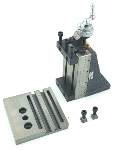 BUYOHLIC Mini slitta verticale per fresatura con piastra base - Montaggio diretto su tornio mini 7 x 14 (Tipo fisso - con morsa)
