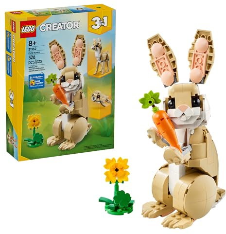 LEGO Creator 3 in 1 Cute Bunny Toy - Building Toy Set with 3 Build Options, Bunny, Seal, or Llama - Animal Figures for Kids, Girls and Boys, Ages 8+ - Gift Idea for Birthdays - 31162