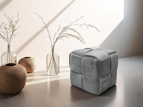 byLIVING Pouf URBAN, Cord grau, B 40, H 40, T 40 cm, Bodenkissen, Hocker