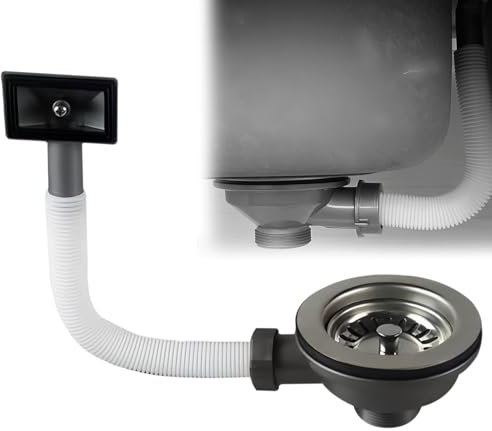 WIYETY Válvula de cesta de acero inoxidable con rebosadero, 114 mm, desagüe de fregadero, colador de acero inoxidable con interfaz rectangular, desagüe para cocina, baño