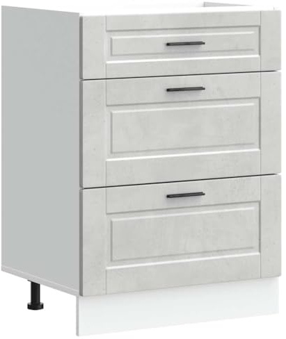 vidaXL Mueble bajo de Cocina Porto Gris Cemento Madera reconstituida