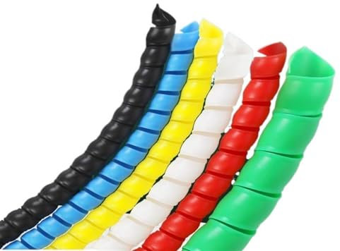 SBJKLYRN Manicotto a Spirale, 1 Metro di Tubo di Filo Avvolgente a Spirale colorato Tubo di Protezione Protezione Linea Cavo Filo organizzatore Cavo Manicotto(ID 14mm White)
