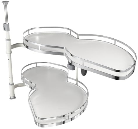 CLEADONG Kitchen Cabinet Blind Corner Pullout Organizer, 2 Tiers Swing Tray, Telescopic Kitchen Drawer, Corner Pull Basket Shelving Flying Saucer for Cabinet (Right Open)