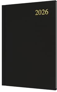 Collins - Essential - 2026 12 Month Calendar Year Planner, Week-To-View Diary, A5 Hard Cover - Black (ESSA53.99-26)