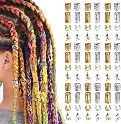 SGYKJ 160 piezas de accesorios para el cabello para rastas, joyas, accesorios para el cabello de plata y oro para trenzas, anillos de pirata para el cabello para niñas, mujeres, hombres