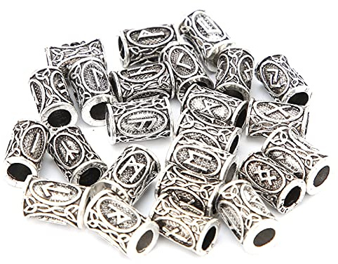 Perline per percolle di capelli vichinga perle dreadlock vintage 24pcs tubi di barba decorazione per capelli per braccialetti intrecciati fai - -te