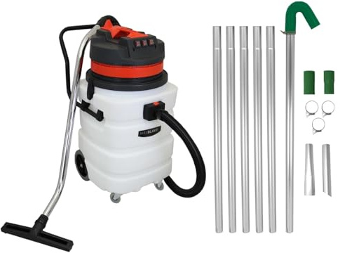 Sistema Pulizia Grondaie con Aspiratore Industriale 90L Solidi e Liquidi 3000W Triplo Motore Tubi Alluminio 1.2m–7.2m Ø51mm Ugelli Intercambiabili Cavo 6.5m Tubo 1.5m