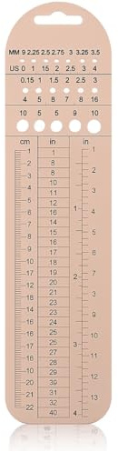 OIXYA 1 Pezzi metro per ferri da maglia, Knitting Needle Gauge, strumento per maglieria, misuratore in plastica,righello per ferri da maglia su legno,