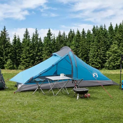 Runheo Tienda de trekking azul para 2 personas de poliéster 185T con revestimiento de poliuretano, ligera e impermeable, para exteriores, senderismo, playa, festival, con malla, resistente al viento