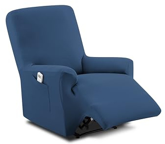 Textilhome Copripoltrona Relax Reclinabile TEIDE 1 Posto – Fodera Elasticizzata, Copridivano Poltrona Protettiva Antigraffio Anti-Animali – Colore Blu (70-100 cm)
