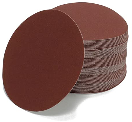 Woltersberger® 50 Stück Exzenter Schleifscheiben Ø 150mm | Körnung P40|P100|P150|P320|P400 | ungelocht rot | Schleifpapier Sandpapier Schleifblätter Set