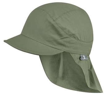 Sterntaler Gorra Unisex para niños con protección para el Cuello sin Cintas, Verde Oscuro, 57